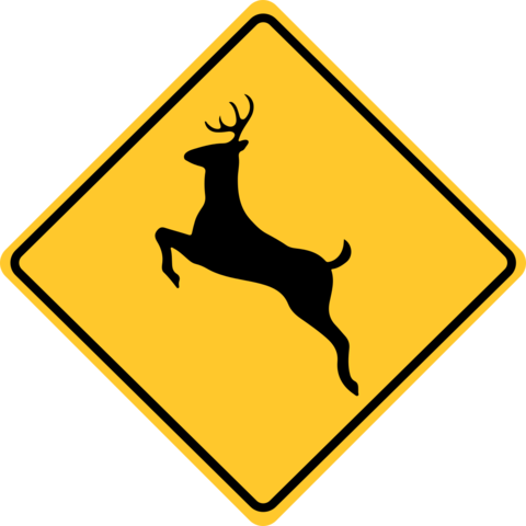 Yellow and Black Deer Crossing Road Sign Template